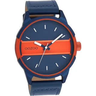 Oozoo Herren Armbanduhr blau Analog Timepieces Lederarmband D2UOC11232