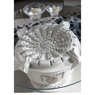 Kleiner Tisch Aus Caffè Niedrig Keramik Capodimonte Floral Swarovski Weiß Platin