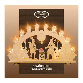 Weigla LED Schwibbogen »Bergmann mit Amethyst, Lichterbogen aus Holz, NATUR, Made in Germany« 1 Stk. Erzgebirge garantiert, Weihnachtsdeko Innen, Weihnachtsbeleuchtung, beige