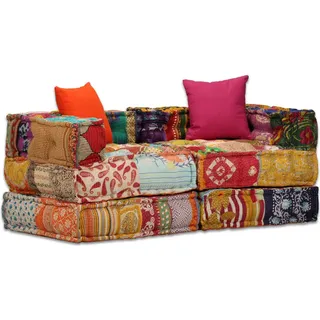 "2024"Modernen 2-Sitzer Modularer Pouf Patchwork Stoff Design Gartenmöbelauflagen 3868279