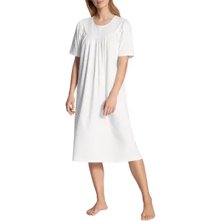 CALIDA Soft Cotton Kurzarm-Nachthemd, Länge 110cm Damen, aus 100% Baumwolle, mit sanft glänzender Satin-Paspelierung