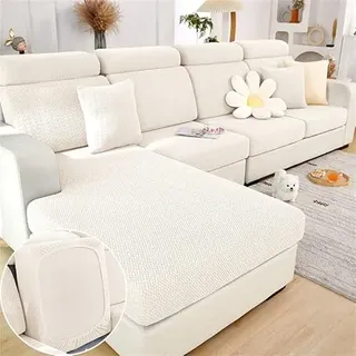 TOPCHANCES Sofa Sitzkissenbezüge - Soft Stretch Cover für Kissen und Sitze, L Form Couchbezüge, Slipcover (Weiß Weben)