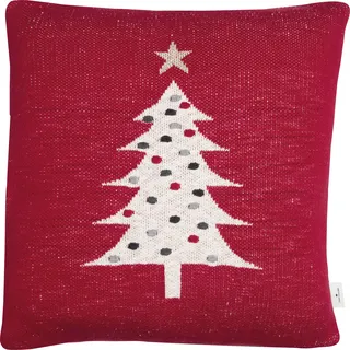 TOM TAILOR HOME Dekokissen »Knitted Red Tree« Gestrickte Kissenhülle ohne Füllung mit Weihnachtsbaum-Motiv, 1 Stück, rot