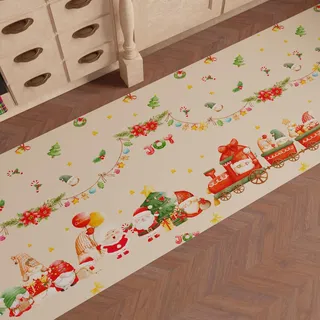 PETTI Artigiani Italiani - Weihnachtlicher Küchenteppich, Läufer für die Küche, Weihnachtsteppich, rutschfest und waschbar, Teppich für Weihnachten, 52 x 280 cm, hergestellt in Italien