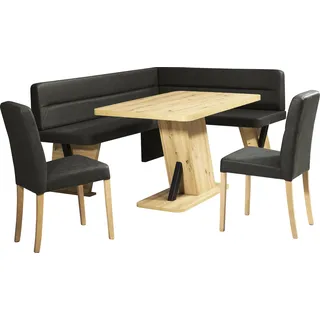 Home Affaire "Laros Sitzgruppe, Eckbank, Stühle, Tisch", Set, 4tlg Set, perfekt für Küche, Esszimmer, Wohnzimmer, Bestseller, schwarz, schwarz, natur),
