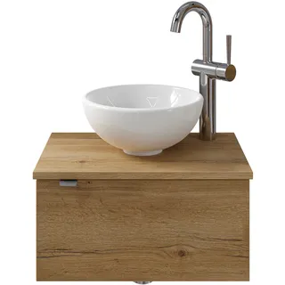 Saphir »Serie 6915 Waschschale mit Unterschrank für Gästebad, Gäste WC«, 51 cm breit, 1 Tür, Waschtischplatte, kleine Bäder, ohne Armatur, braun