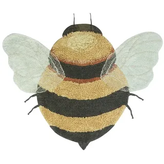 Lorena Canals Waschbarer Teppich für Kinder, Bee für Schlafzimmer oder Wohnzimmer, Baumwolle, Honey & Grau, Größe: 115 x 150 cm