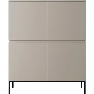 Selsey Kommode Schrank Aufbewahrungsschrank 100 cm 4 Türen 8 Fächer Beige Schwarze Beine Bemmi