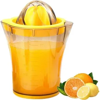 Manuelle Zitruspresse - Zitronenpresse - Zitruspresse - Zitronenpresse - Limettenpresse - Orangensaftpresse - Mit Messbecher - Für Orange, Zitrone, Limette - Mit Saftauffang - 600 ml - Orange