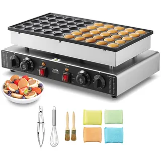VEVOR Mini-Pfannkuchenmaker kommerzielle Dutch mini Pfannkuchen Maschine, 50 Stk., 43 mm Durchmesser, Dorayaki-Backmaschine, 1700 W, duale Temperatur- und Zeitregelung, in Küchen und Restaurant