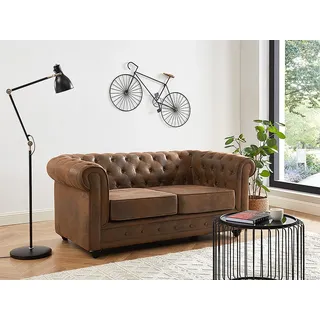 vente-unique Sofa 2-Sitzer - Microfaser - Vintage-Look - CHESTERFIELD
