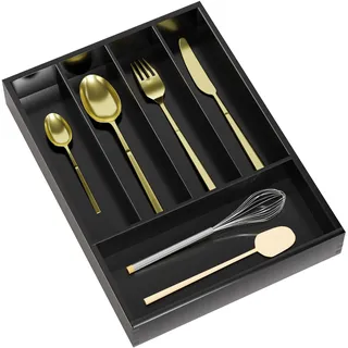 Zri Bamboo Besteck-Organizer, Besteckkasten, Bambus, klein, für Küchenutensilien, Halter und Besteck, 35,6 cm T x 26,7 cm B x 5,1 cm H