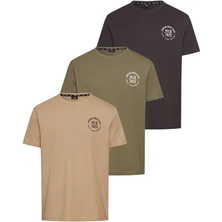 H.I.S T-Shirt, 3 Stk. schmal geschnitten, bedrucktes Design, aus 100% Baumwolle, grün