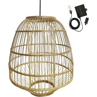 Lumisky MYKONOS Solar Pendelleuchte Solar aus natürlichem Bambus mit Hybridkabel Netz- und Solarkabel 5 m Länge