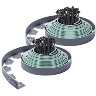 VOUNOT Flexible Rasenkante Kunststoff, mit 60 Erdanker, Länge 20m Höhe 6cm, Grau+Hellgrün