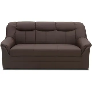 DOMO. collection Sofa Berlin, Leder, klassisches 3er Sofa, Polstergarnitur mit weichem Kunstleder und hochwertigem Federkern, 3 Sitzer 178 x 90 x 89 cm (BxTxH), Mokka (braun)