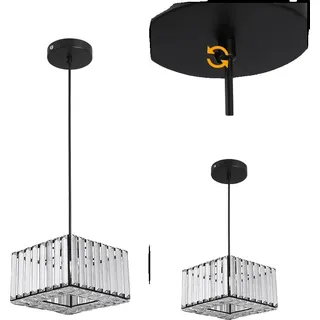 LED-Pendelleuchte, höhenverstellbar, Eisen + Kristall, moderner Stil, Schwarz 1