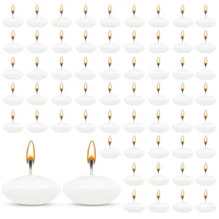HA BIN 60 Stück Weiß Schwimmkerzen, 3.8 cm Schwimmkerzen, für Hochzeiten, romantische Nächte, Junggesellinnenabschiede, Dekorationen (Weiß)