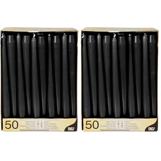 Papstar Leuchterkerzen/Halterkerzen schwarz (50 Stück) Durchmesser 2.2 cm, Länge 25 cm, lange Brenndauer, rußfreies Abbrennen, für Gastronomie/Feste/Haushalt, #10392 (Packung mit 2)