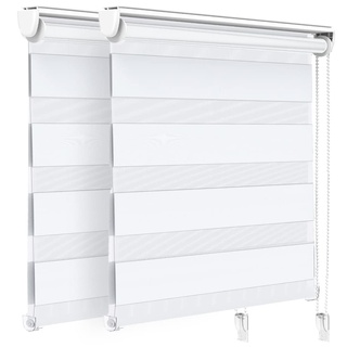 VOUNOT 2er Set Doppelrollo klemmfix ohne Bohren, Duo Rollo Klemmrollo für Fenster und Tür, lichtdurchlässig & verdunkelnd Fensterrollo, 100x150cm, Weiß