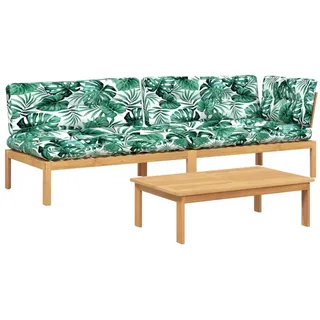 SYFAXTM 3-tlg. Garten-Sofagarnitur aus Paletten mit Kissen Akazienholz - Braun, Grün