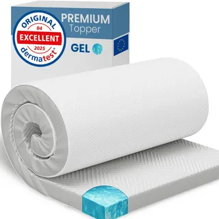 ELONEO Gel Topper 90x200cm, Matratzentopper aus 5 cm hohem Gel-Memory- Schaum, atmungsaktiver 3D-Netz Bezug, Bequeme Matratzenauflage für das Bett