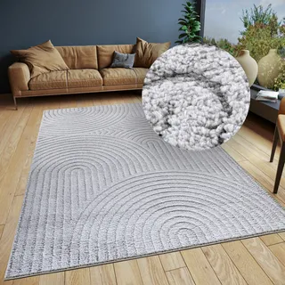 ELLE DECORATION Designteppich »Cosy Panglao, auch als Rundteppich erhältlich« rechteckig 14 mm Höhe uni Kurzflor, Hoch Tief Struktur, modern, Skandi, Boho, Wohnzimmer, grau