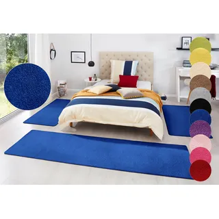 HANSE HOME Bettumrandung »Fancy« Höhe 7 mm 3 Stk. tlg. Unifarben, Bettvorleger, 3-teiliges Läufer-Set fürs Schlafzimmer, blau