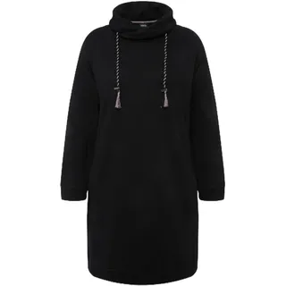 Ulla Popken Damen große Größen Übergrößen Plus Size Sweatkleid, Stehkragen, Langarm, Taschen schwarz 46+ 825247100-46+