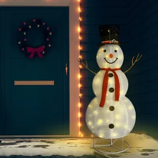 The Living Store LED-Schneemann Weihnachtsfigur Luxus-Stoff 180 cm - Weiß