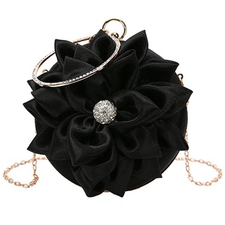 MEGAUK Damen Satin Clutch Rose Abendtasche Mini Handgelenktasche Clutch-Geldbörsen für Hochzeit Party Handy (Schwarz)