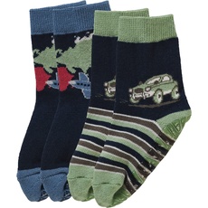 Sterntaler Baby Jungen Fliesen Socken Baby FLI AIR Doppelpack Auto & Planet Strümpfe - Fliesen Rutsch Socken Baby - mit Auto-Motiven - grün, 18