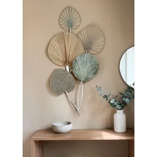 Gilde Metallbild Blatt Hellbraun/Mintgrün