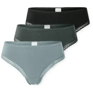 SCHIESSER Tanga 3 St. Schwarz/Beige/Weiß 42
