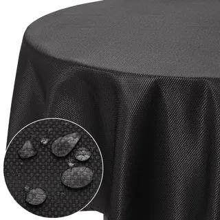Softalker Outdoor Tischdecke Abwaschbar Rund 160 cm Grau Tischdecken Wasserabweisend Tischtuch Fleckschutz Tischdecke Jacquard-Geometrischem Table Cloth für Outside Garten Party Geburtstag Hochzeit