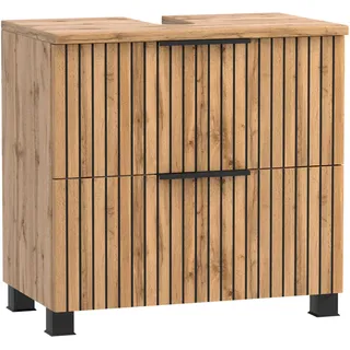 Held Waschbeckenunterschrank , Schwarz, Eiche Wotan , Metall , 1 Schubladen , 60x54x35 cm , stehend, hängend , Badezimmer, Badmöbel, Waschbeckenunterschränke