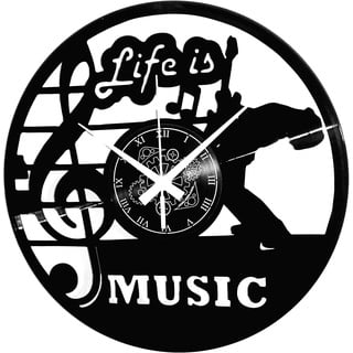 Instant Karma Clocks Vinyl-Plattenuhr, Vintage-Geschenk, Handgefertigt, wanduhr - Disco Deejay Life is Music