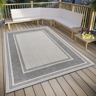 Hanse Home Cast In- & Outdoor Teppich Wetterfest – Modernes Muster Zweifarbig, Wasserfest robuster Aussenteppich Flachgewebe für Garten, Balkon, Terrasse, Wohnzimmer – Beige Grau, 190x290cm