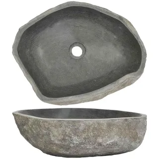 vidaXL Flussstein Oval Waschbecken 45-53 x 34-41 cm