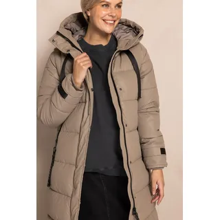 Steppmantel ZHRILL "2 in 1 Mantel und Weste", Damen, Gr. XXL, taupe, Web, Obermaterial: 100% Polyester, unifarben, normal kniebedeckend, ohne Ausschnitt, abnehmbar Windstopperbündchen, Mäntel Steppmantel, Kapuze abnehmbar