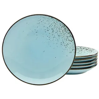 Creatable Desserttellerset , Pastellblau , Keramik , 6-teilig , rund , Geschirr, Teller, Teller-Sets