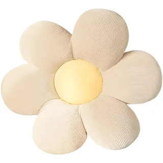 LATRAT 1 Stück 60cm Blumenkissen Bodenmatte aus Dekokissen Stuhlkissen Zierkissenbezüge Raumdekoration Plüschkissen, Weiß & Gelb