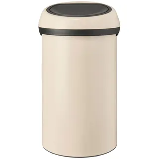 Brabantia - Touch Bin 60L - Großer Mülleimer für die Küche - Soft-Touch-Öffnung - Entnehmbarer Inneneimer - Rutschfest - Einfaches Recycling - Inklusive Müllbeutel - Soft Beige - 40 x 40 x 71 cm