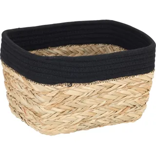 Wenko Aufbewahrungskorb Rika M 15 cm x 25 cm x 18 cm Natur-Schwarz
