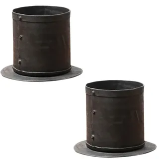 2er Set Vintage Blumentopf Pflanzkübel Kräutertopf Pflanztopf Blumenkübel 15cm