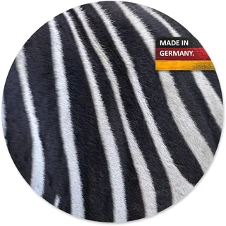 younikat Mauspad im Zebra Design I Ø 22 cm rund I Tier-Motiv Animal Print Fell I Mausunterlage für Büro Gaming I Kunststoff abwischbar I rutschfest dünn I dv809