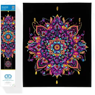 DIAMOND DOTZ 2594361 Original 5D Diamond Painting Set, Neon Mandala, mit Neonfarben und Samt, DIY Diamant Malerei Bilder für Erwachsene und Kinder ab 12 Jahren, Intermediate