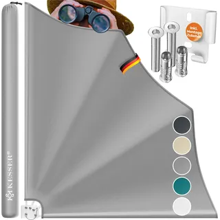 KESSER® Balkonfächer klappbar mit Wandhalterung | 140x140cm | Sichtschutz Balkon Windschutz | Balkonsichtschutz | Seitenmarkise | witterungsbeständig | inkl. Montagematerial | - Hellgrau
