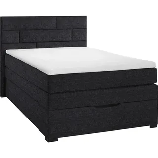 Carryhome Boxspringbett , Dunkelgrau , Textil , Kiefer , vollmassiv , H2 , Höhe ca. 17 cm , 120x200 cm , Federkernmatratze, Stoffauswahl, Topper durchgehend, in verschiedenen Größen erhältlich , Schlafzimmer, Betten, Einzelbetten