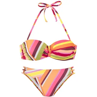 Bruno Banani Bügel-Bandeau-Bikini Damen orange bedruckt Gr.36 Cup B